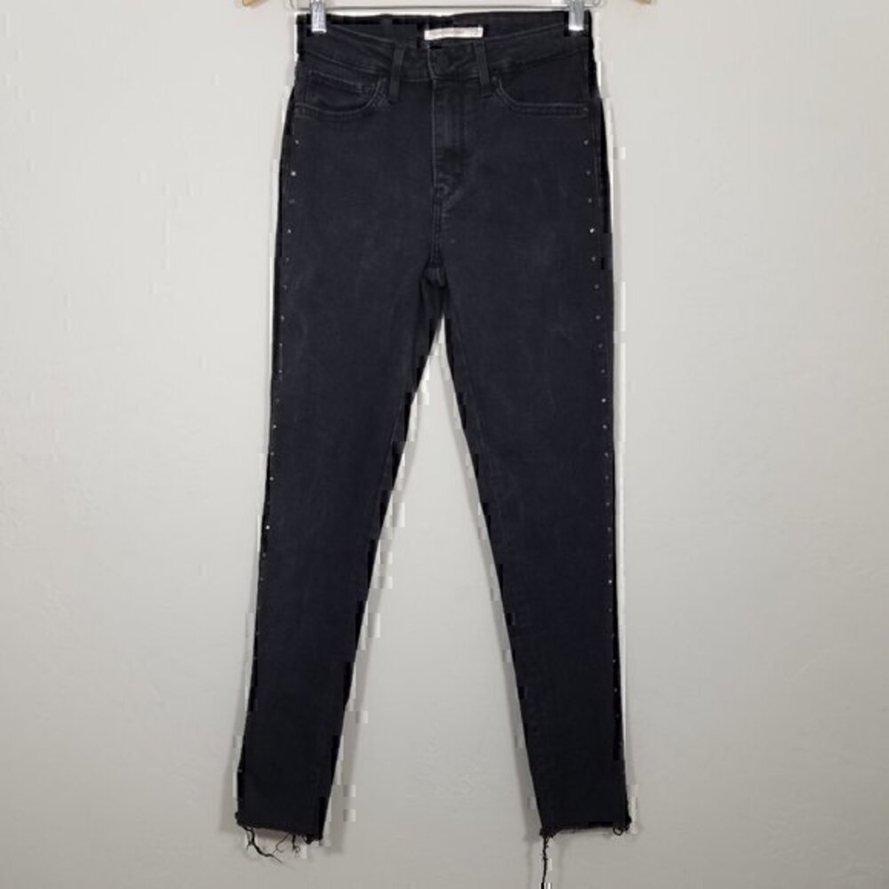 Levi's 721 High Rise Skinny Black Tab Stretch Raw Hem Jeans Size 27